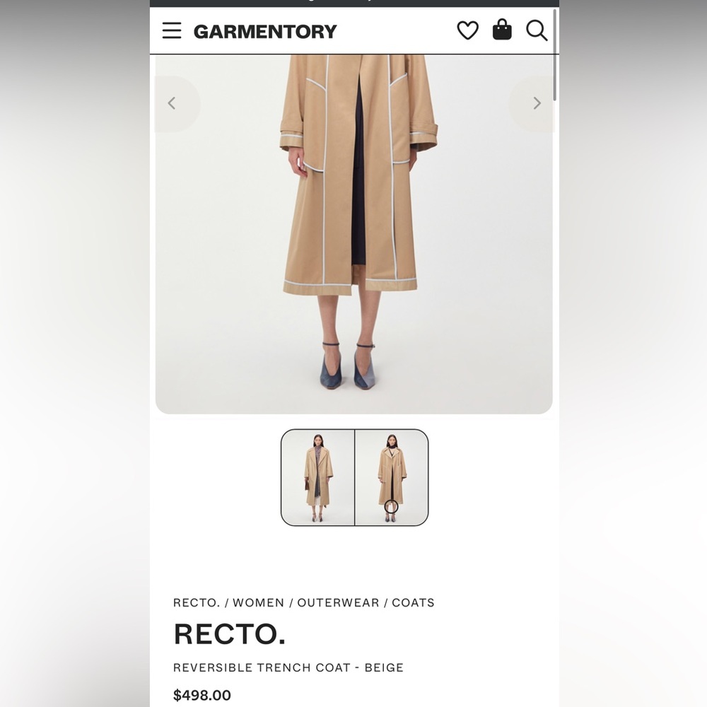 NWT Recto Reversible Trench Coat - Picture 3 of 5